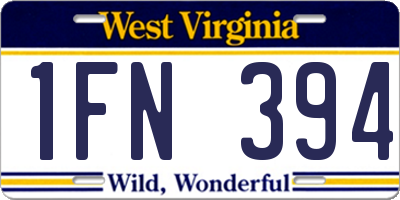 WV license plate 1FN394