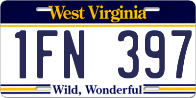 WV license plate 1FN397