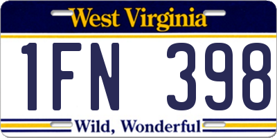 WV license plate 1FN398