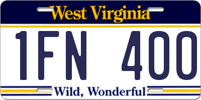 WV license plate 1FN400