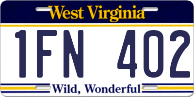 WV license plate 1FN402
