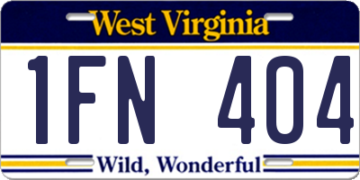 WV license plate 1FN404