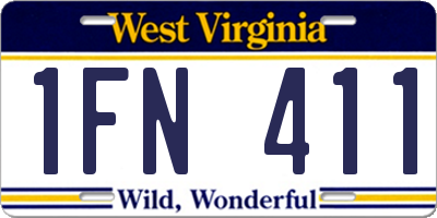 WV license plate 1FN411