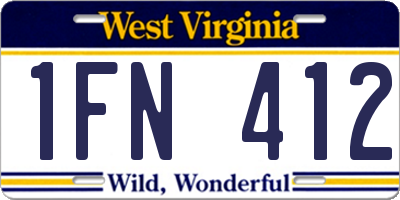 WV license plate 1FN412