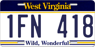 WV license plate 1FN418
