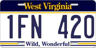 WV license plate 1FN420