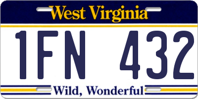 WV license plate 1FN432