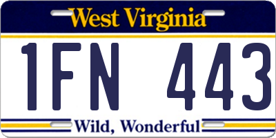 WV license plate 1FN443