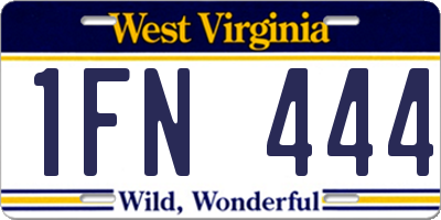 WV license plate 1FN444