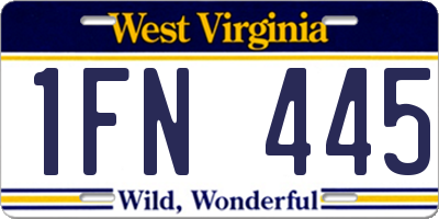 WV license plate 1FN445