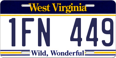 WV license plate 1FN449