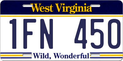 WV license plate 1FN450