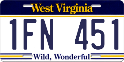 WV license plate 1FN451