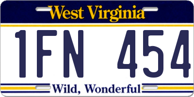 WV license plate 1FN454