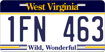 WV license plate 1FN463