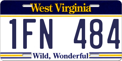 WV license plate 1FN484