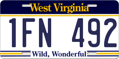 WV license plate 1FN492