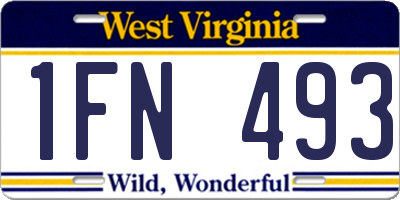 WV license plate 1FN493