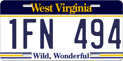 WV license plate 1FN494