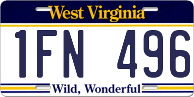 WV license plate 1FN496