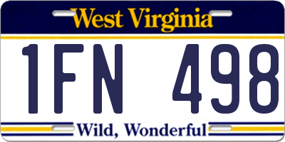 WV license plate 1FN498