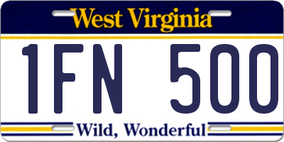 WV license plate 1FN500