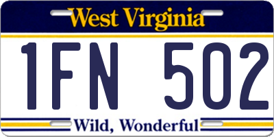 WV license plate 1FN502