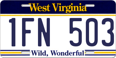 WV license plate 1FN503