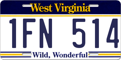 WV license plate 1FN514
