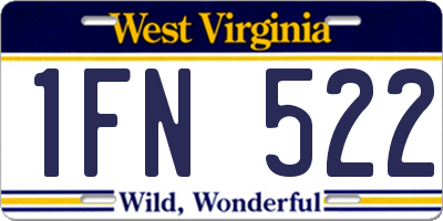 WV license plate 1FN522