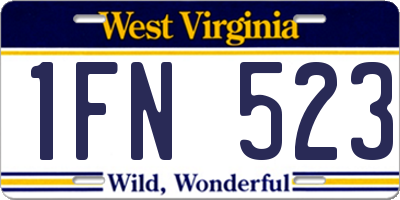 WV license plate 1FN523