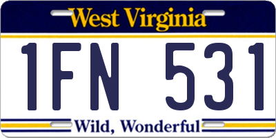WV license plate 1FN531