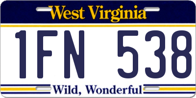 WV license plate 1FN538