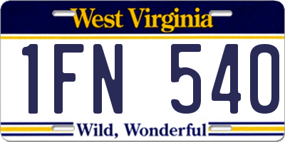 WV license plate 1FN540