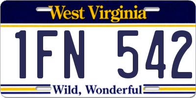 WV license plate 1FN542