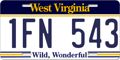 WV license plate 1FN543