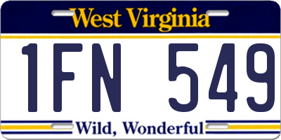 WV license plate 1FN549