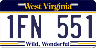 WV license plate 1FN551
