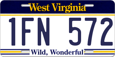 WV license plate 1FN572