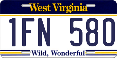 WV license plate 1FN580