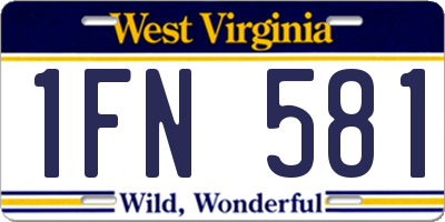 WV license plate 1FN581