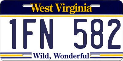 WV license plate 1FN582