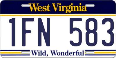 WV license plate 1FN583