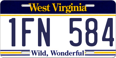 WV license plate 1FN584