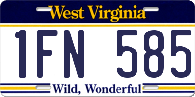 WV license plate 1FN585