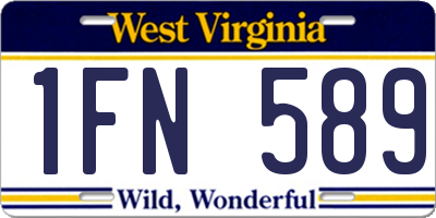 WV license plate 1FN589