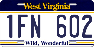 WV license plate 1FN602