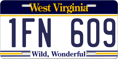 WV license plate 1FN609