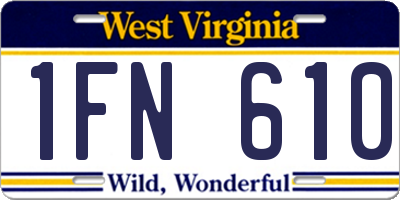 WV license plate 1FN610