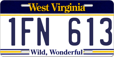 WV license plate 1FN613